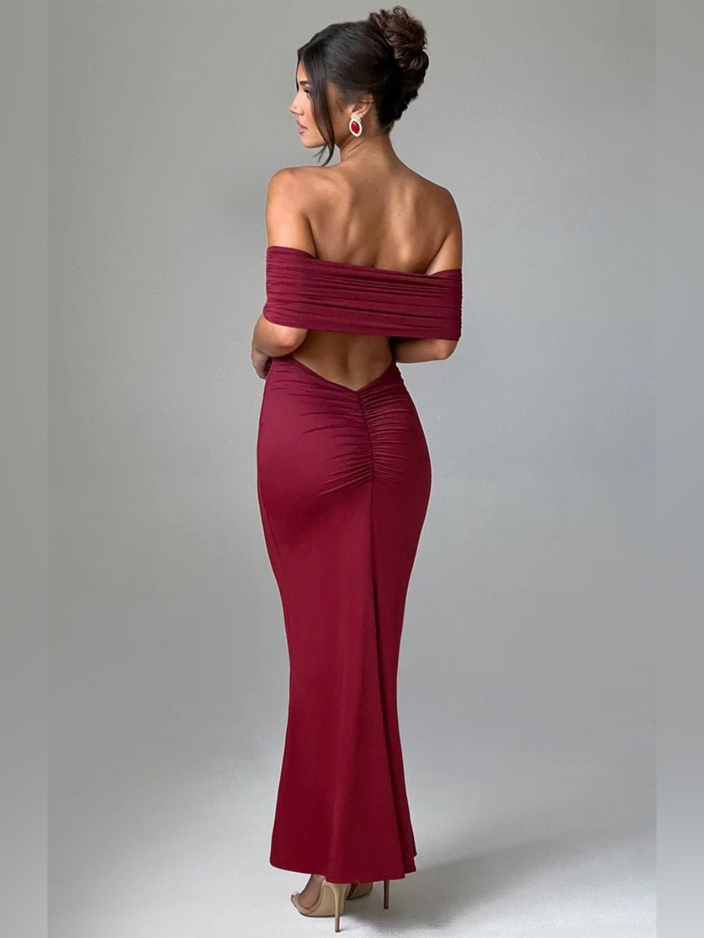 NEW BABYBOO BELINDA MAXI DRESS - BURGUNDY, MEDIUM - Picture 5 of 10